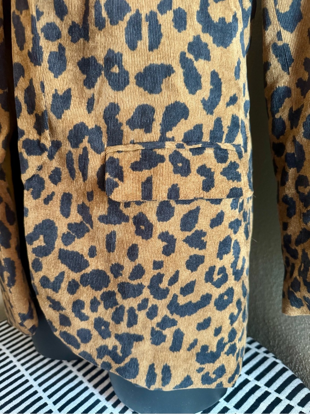 Nasty Gal Leopard Print and Corduroy Lined Open Front Blazer - Picture 3 of 4